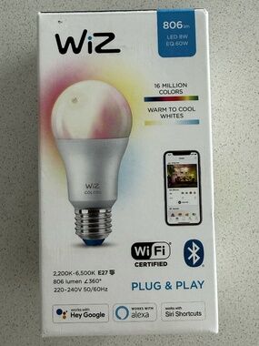 NWT NIB WiZ Smart LED Light Bulb WiFi Color Changing 16M Colors E27 806lm